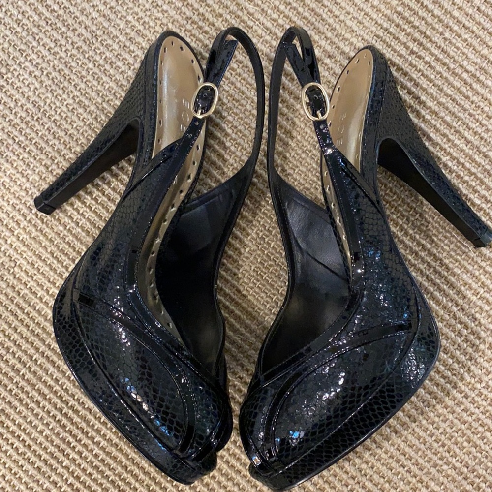 BCBGirls Leather Peep Toe Stiletto Sandal Size 7M